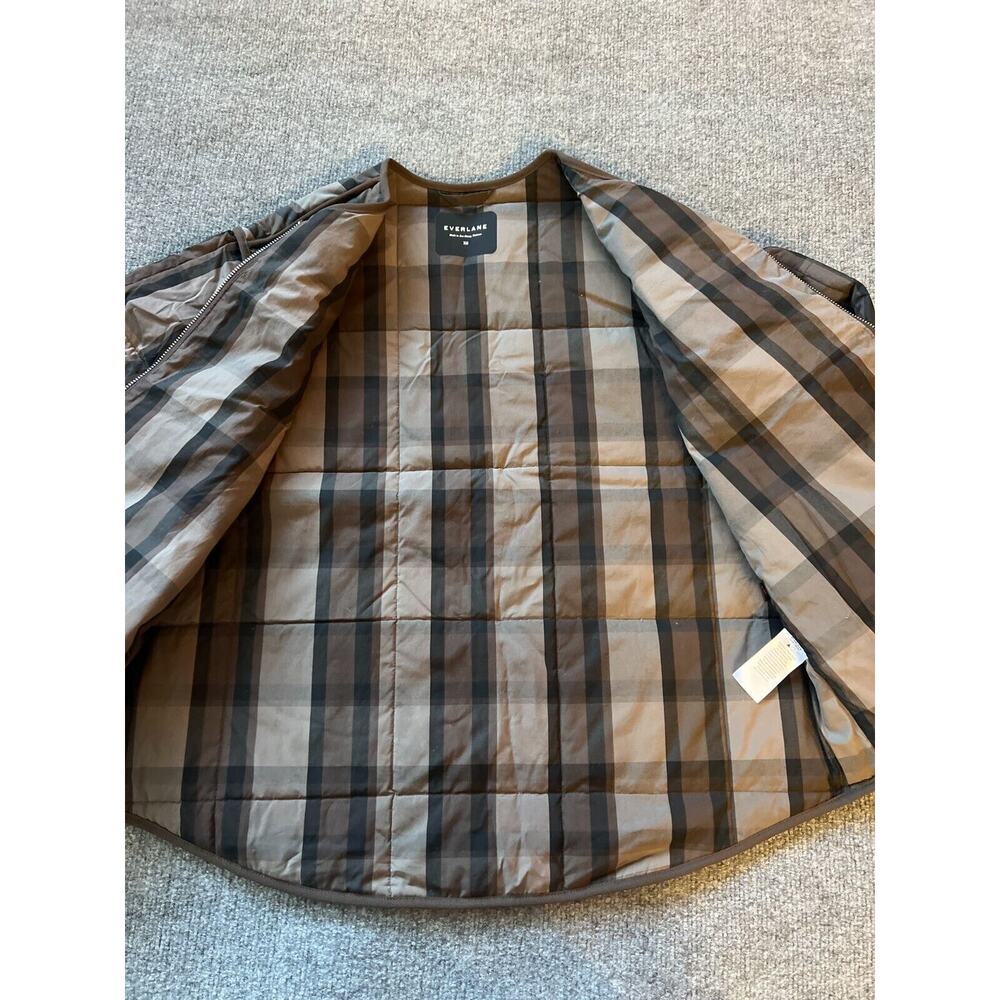 Everlane PRIMALOFT Women Brown Plaid Cotton Lined Full Zip Cozy Puffer Jacket XS - Picture 6 of 13